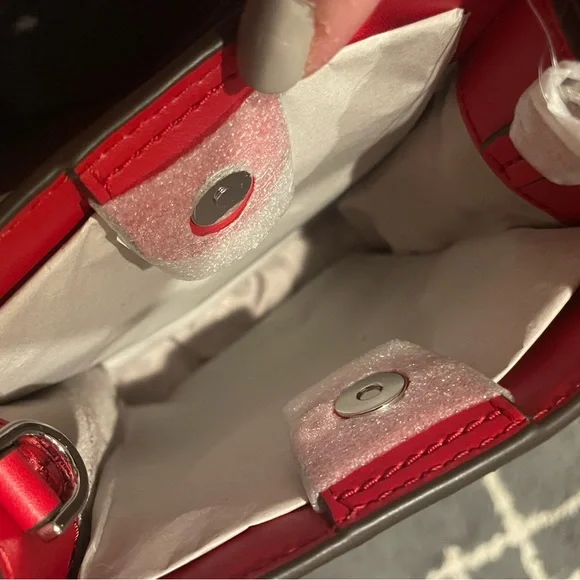 NWT Michael Kors Mercer Red Leather Mini Crossbody Bag - Picture 6 of 9